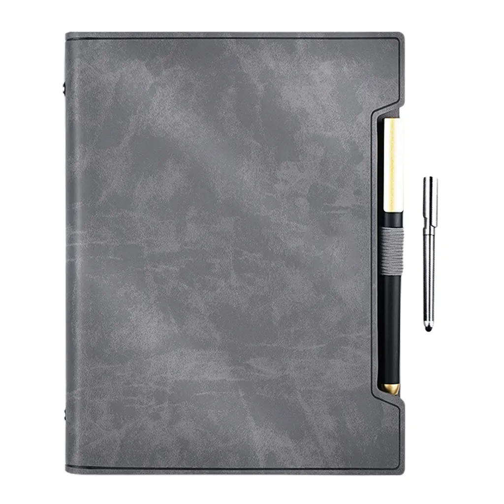 1 Set Daily Notebook Fake Leather Journal Notebook mit Stift Hardback -Cover erweiterbare Tasche für Heimschule -Büro-Grau B5